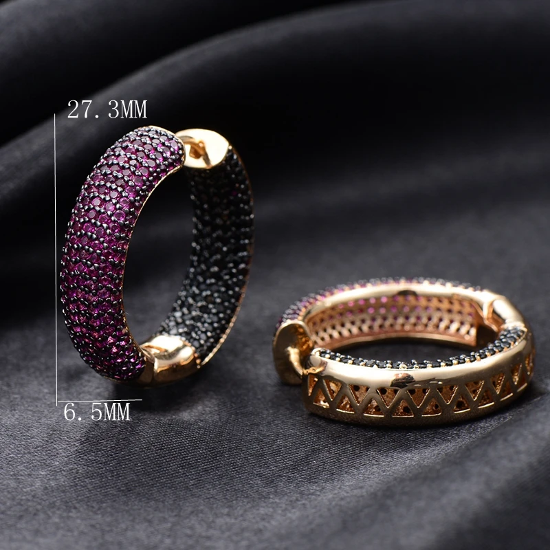 

Full Micro Cubic Zirconia Round Big Hoop Earrings For Women Gift Luxury Multicolor Circle Earrings Female Fashion Party Jewelry