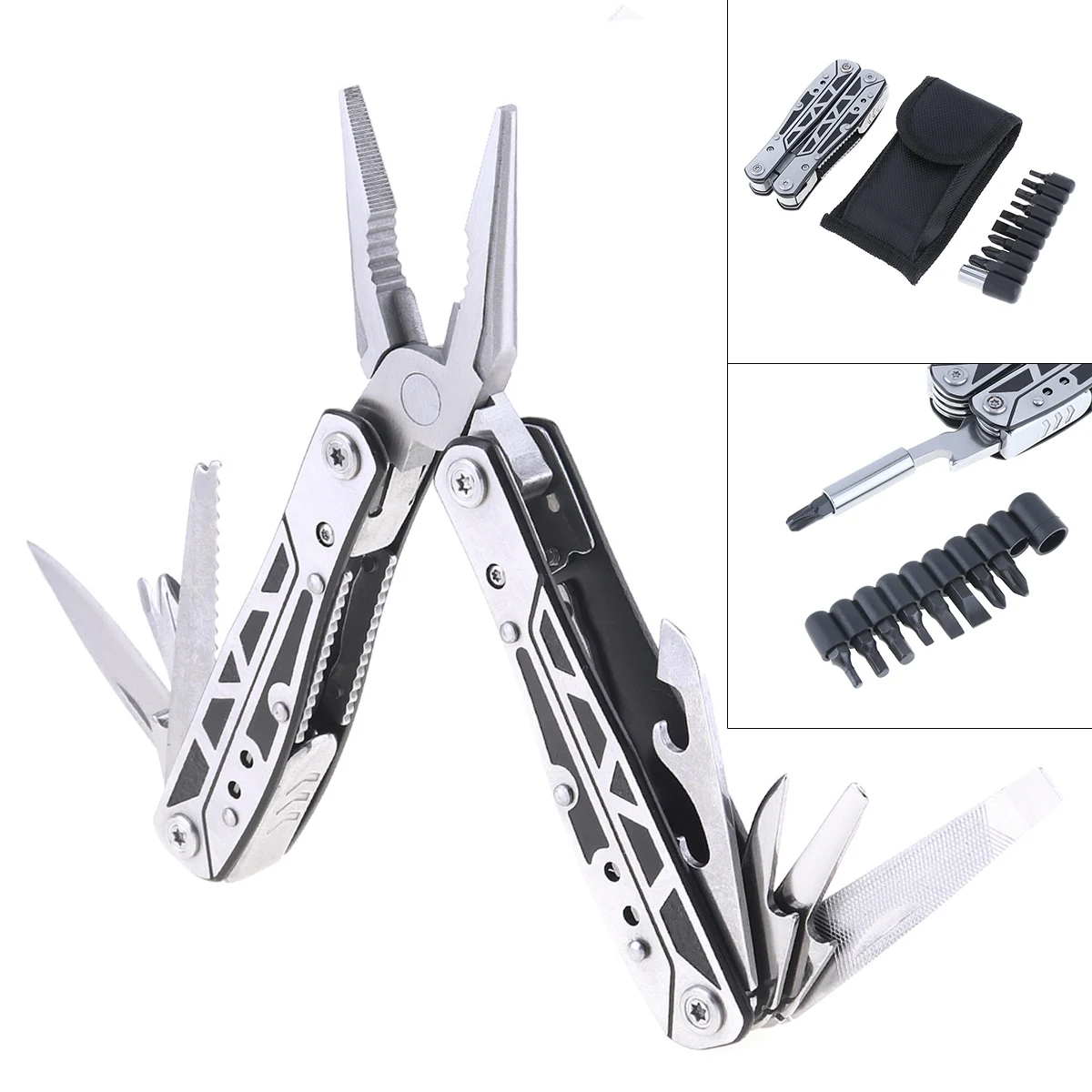 

Mini Multifunction Combination Folding Pliers Tool with Screwdriver Set Built-in Type Polished Surface for Camping Outdoors