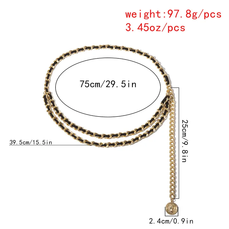 

Usexy Chunky Portrait Tassel Waist Chains For Women Gold Curb Link Multilayer Waistband Body Jewelry Chain Gothic Accessories