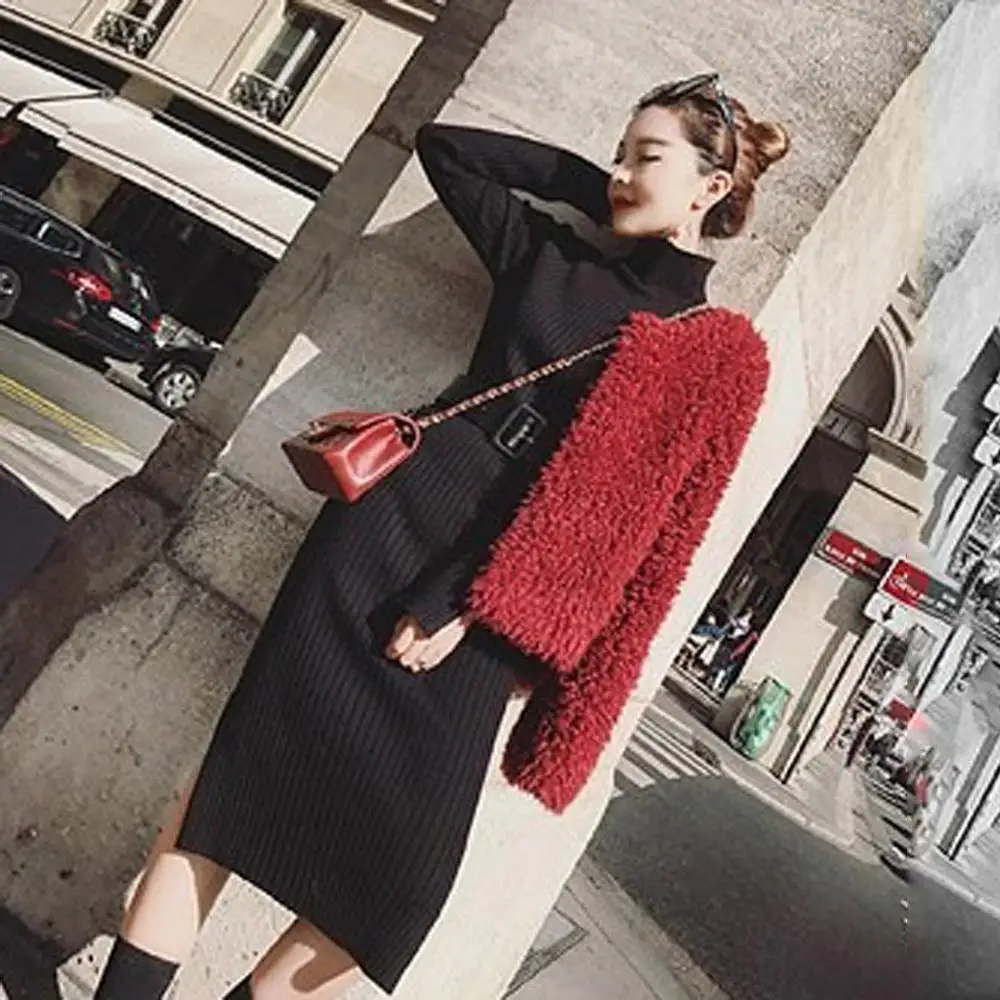 Женский трикотажный свитер с круглым вырезом и длинным рукавом | Женская одежда