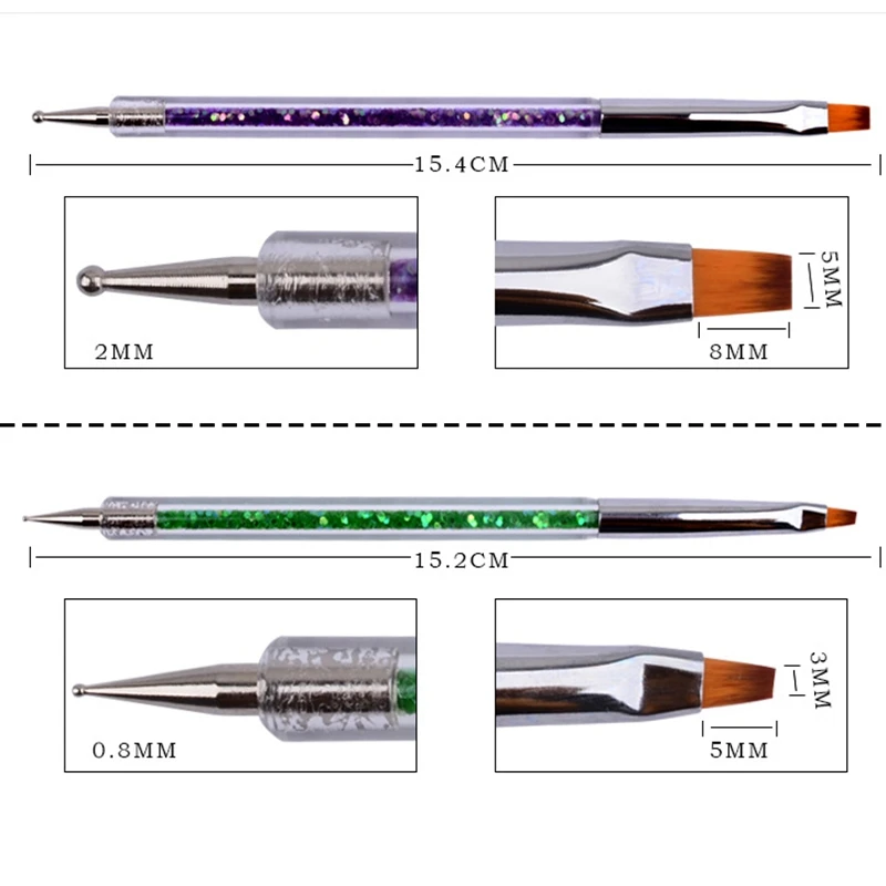 5 шт Nail Art Pen расставить акрил горный хрусталь 2 Way УФ-гель для рисования Маникюрный