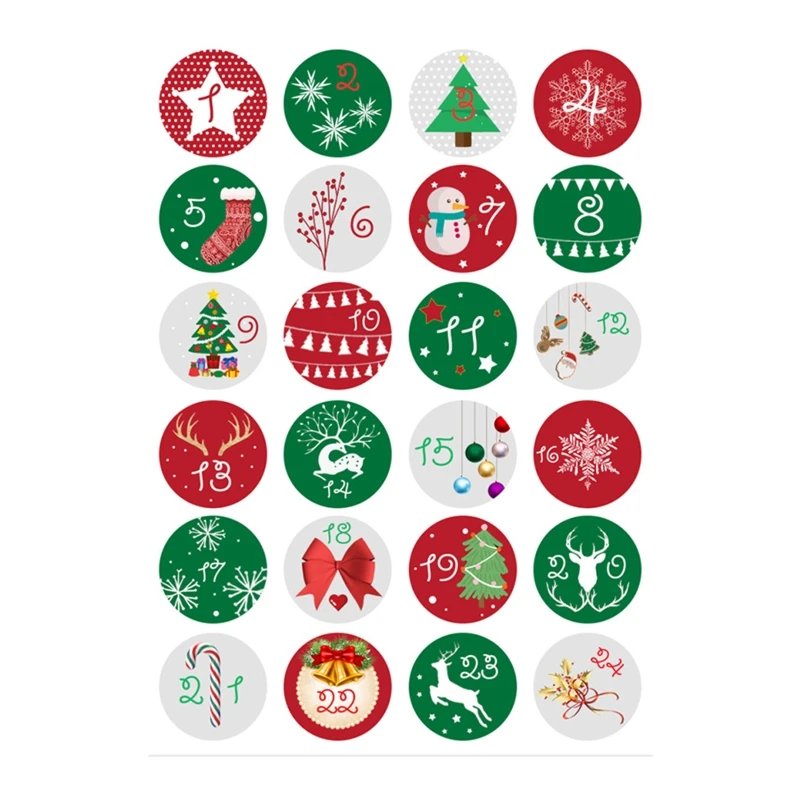 

240x Christmas Countdown Advent Calendar Number Sticker Gift Package Seal Label