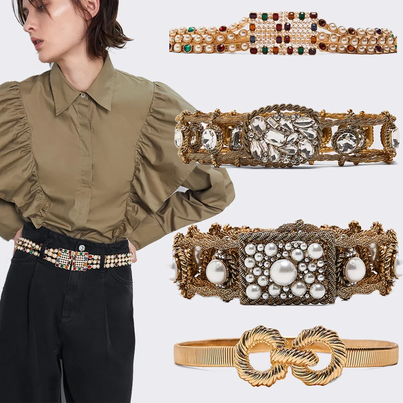 Пояс ZA с жемчужной вставкой модные женские аксессуары для одежды ночного клуба