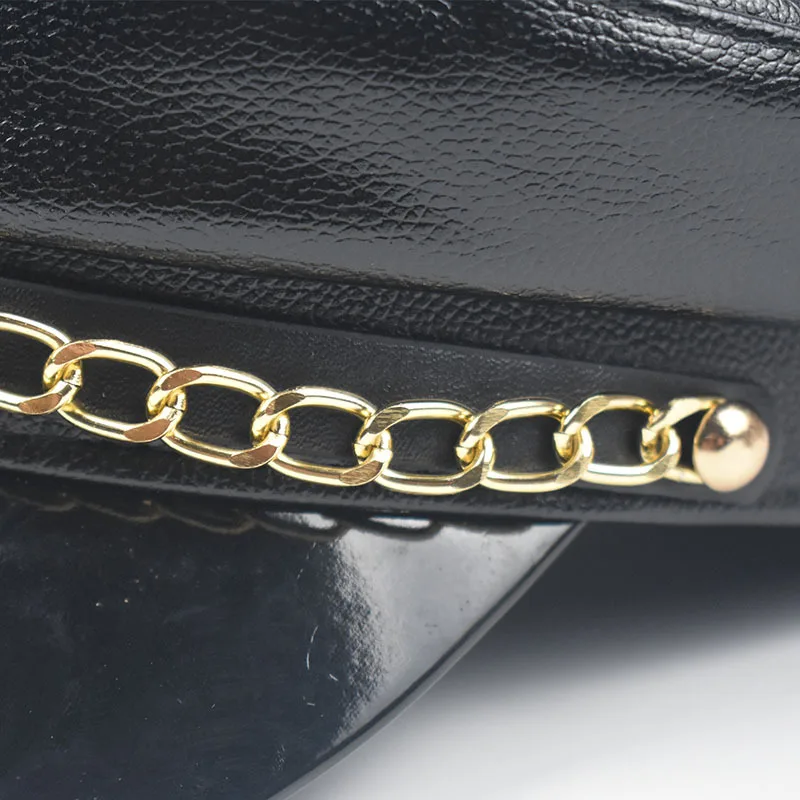 Берет из искусственной кожи в британском ретро-стиле однотонная блестящая