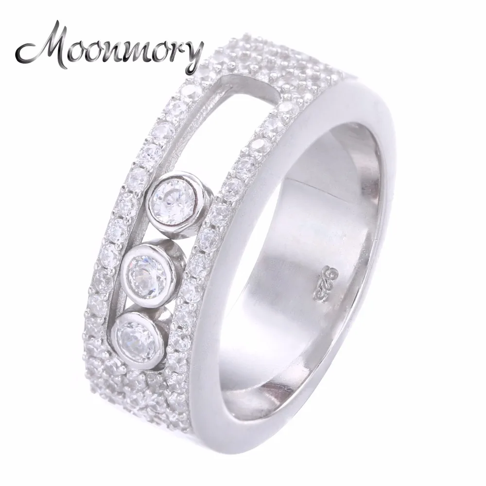 

Moonmory Jewellery Moveable Stone Wedding Ring For Women France Hot Sale 925 Sterling Silver Move Stone Ring For Lover Best Gift