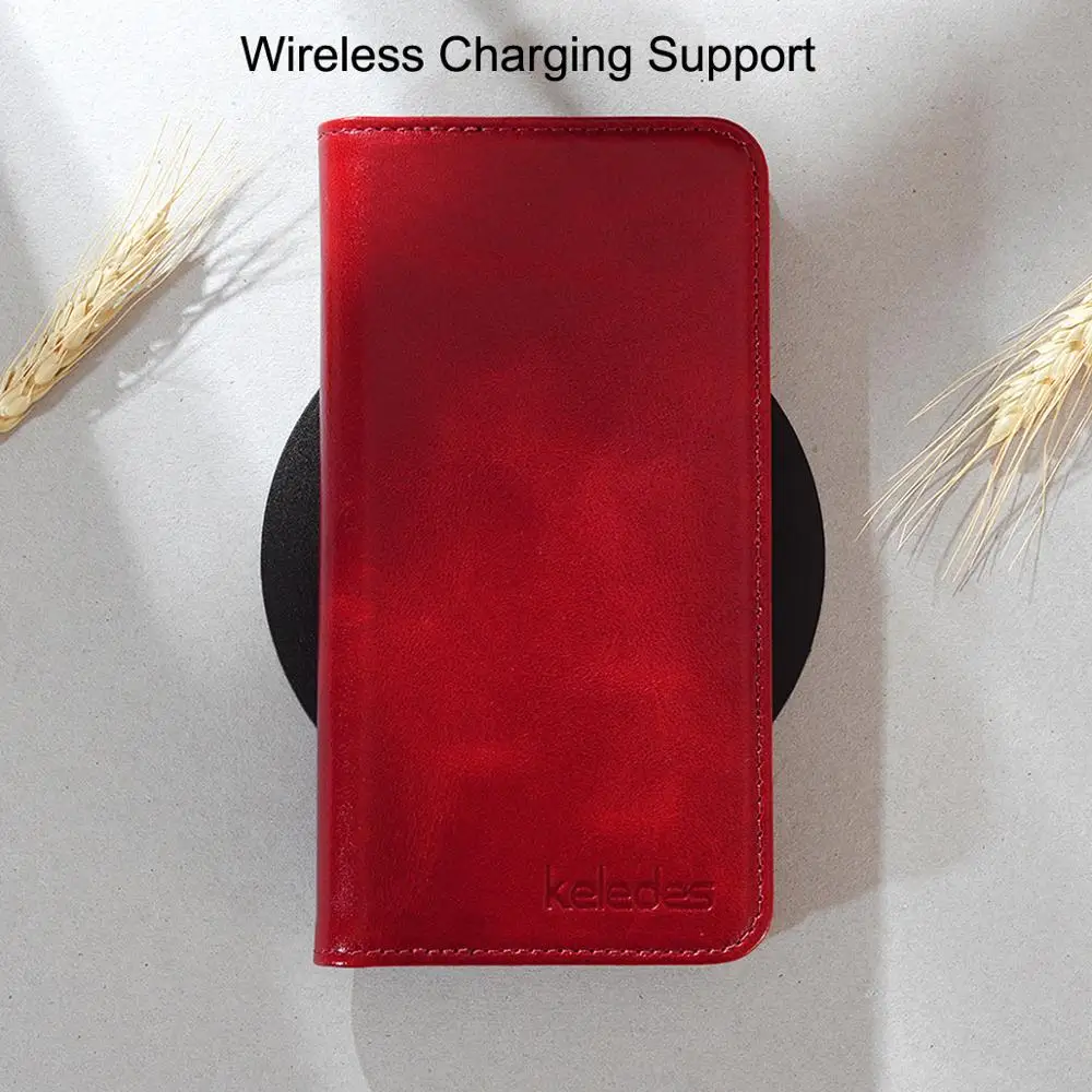 Genuine Leather Wallet Case Real Cowhide Business Pouch Flip Cover for iPhone 11 Support Wireless Charging | Мобильные телефоны и