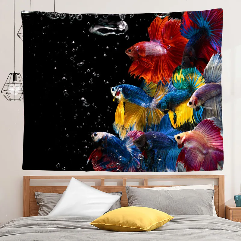 

Психоделические пара гобелен с изображением рыб стене висит пляжное полотенце Коврик скатерть для дома Украшения в спальню Прямая доставк...