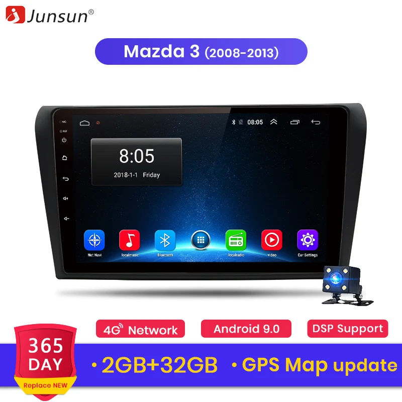 Junsun Android 9,1 для Мазда 3 Мазда 2003-2009 Авто 2 Дин Радио стерео плеер Bluetooth 2G+ 32G gps навигация без DVD слот
