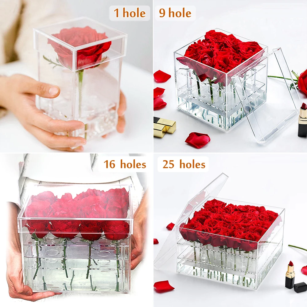 Прозрачный акриловый Органайзер для косметики коробка хранения в виде розы