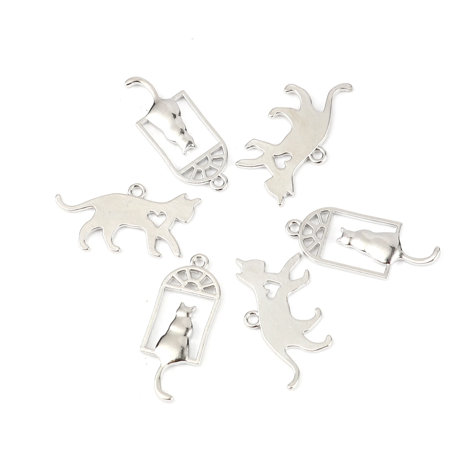 

50pcs Small Cat Charms Gold Silver Color Metal Pendants Charms DIY Bracelet pendant Neacklace Accessories For Jewelry Findings