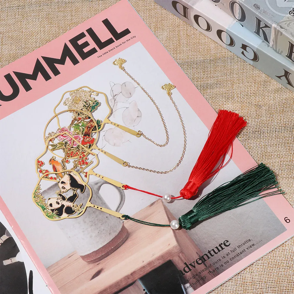 1 шт. в китайском стиле Закладка для книг зажим латунный Цвет кисточка язывания