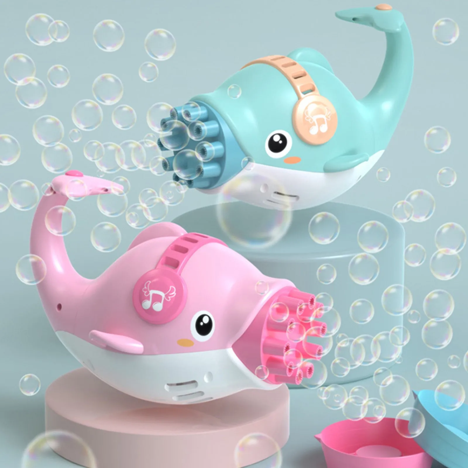 

2021 Gatling Cute Dolphin Bubble Machine Multifunctional Automatic Bubble Make Blower Electric Bubble Maker With Cold Fan Mode