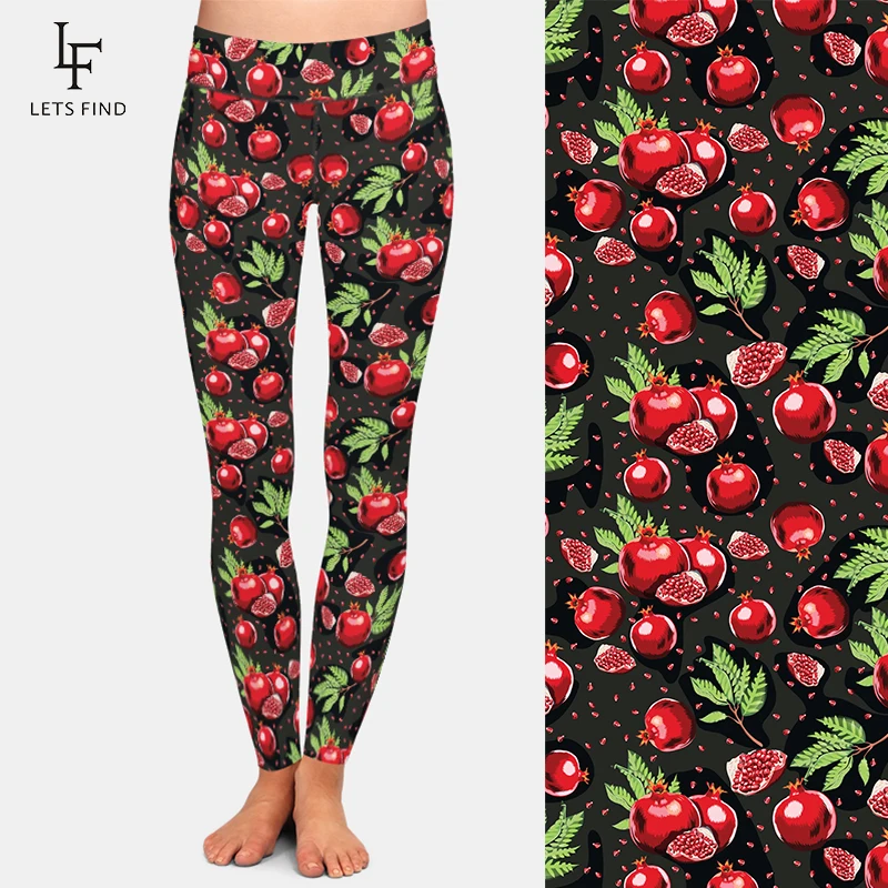 Леггинсы LETSFIND женские с принтом граната модные облегающие штаны завышенной