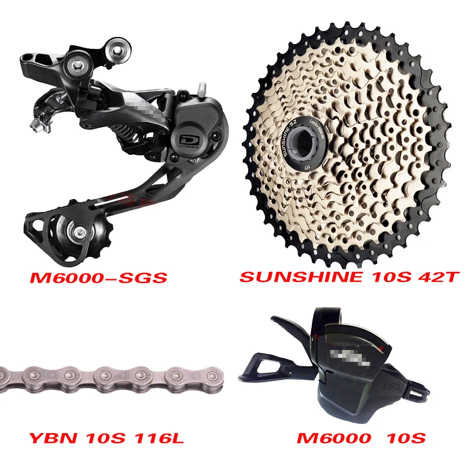 SHIMAN0 M6000/M610/M615 10 скоростные переключатели+ задние переключатели+ 42T 46T 50T SUNSHINE cassette 10 speed Chain Groupset
