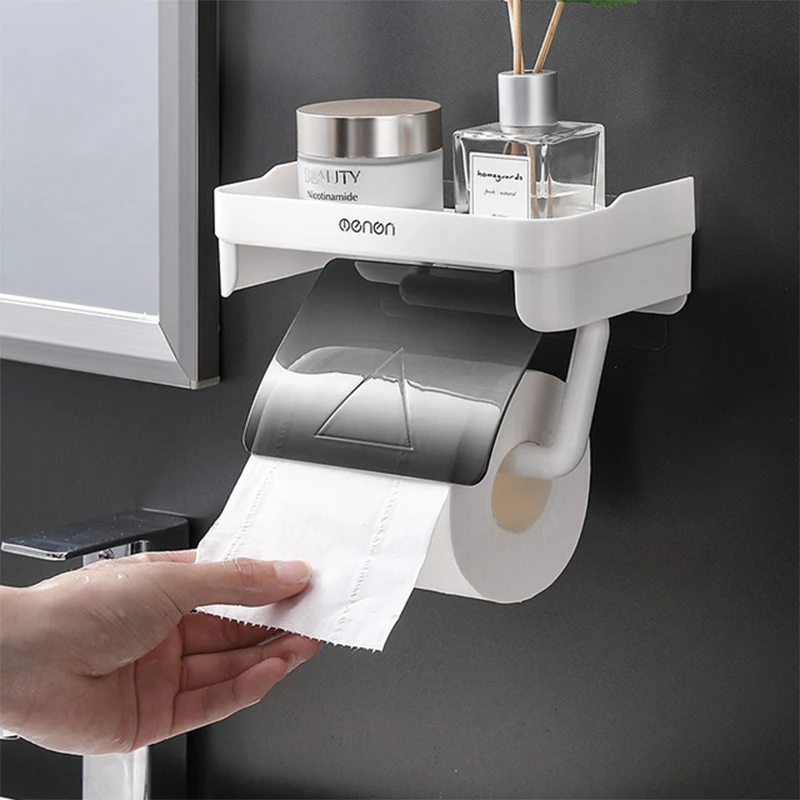 

Wall Mount Toilet Paper Holder Kitchen Roll Paper Accessory Bathroom tissue accessories rack holders Self Adhesive Punch Free