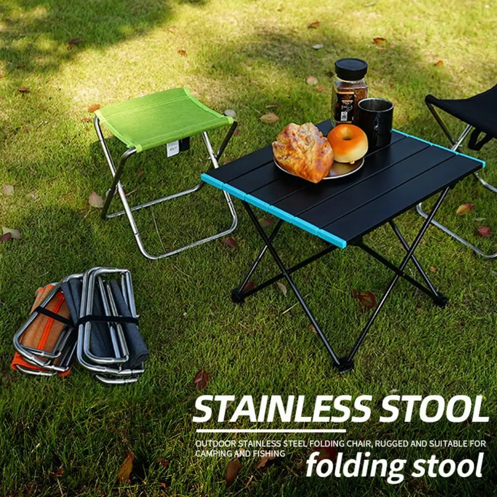 

New Stainless Steel Spring Outdoor Folding Fishing Chair Ultra Lightweight Portable Camping Picnic Stool High Toughness
