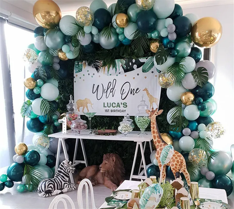 Воздушные шары для вечевечерние в лесу темно зеленые макарон синие серые золотые