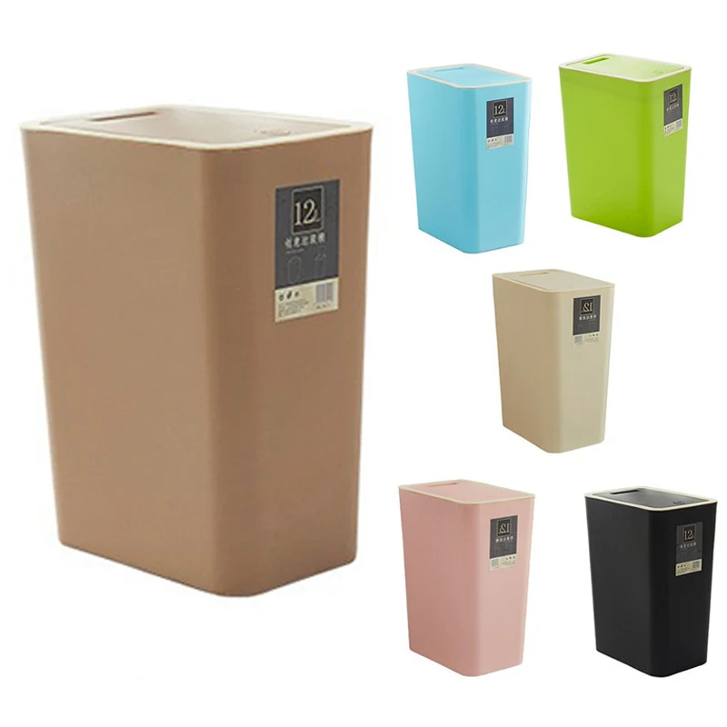 

New 12L Bathroom Trash Can Toilet Kitchen Waste Bin Dustbin Garbage Bin Press Lid