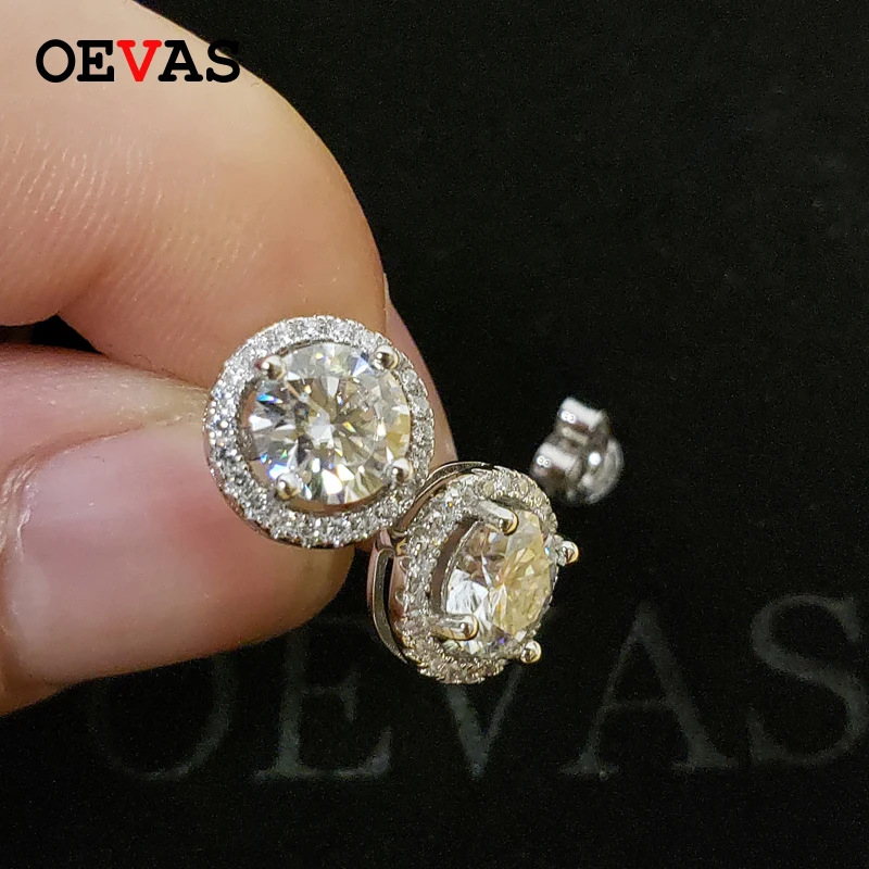 

OEVAS Real 1 Carat Moissanite Stud Earrings For Women Top Quality 100% 925 Sterling Silver Sparkling Wedding Bridal Fine Jewelry