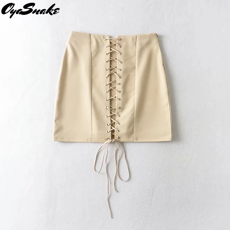 

Oyasnake 2021 New Hot Lace Up Cross Hollow Out Bandage Slim High Waist Zipper Solid Womens Sexy Bodycon Mini Pencil Skirts