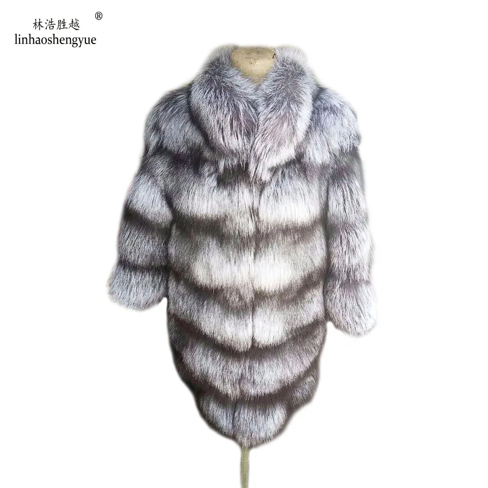 Linhaoshengyue 2016 Genuine Cross Fox Fur Coat