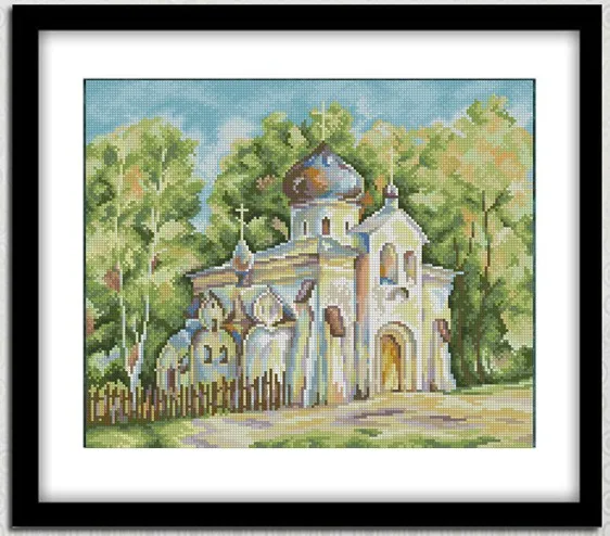 

Scenery - Russian Forest Castle 41-35 Counted Cross Stitch 11CT 14CT 18CT Cross Stitch Kits Embroidery Needlework Sets