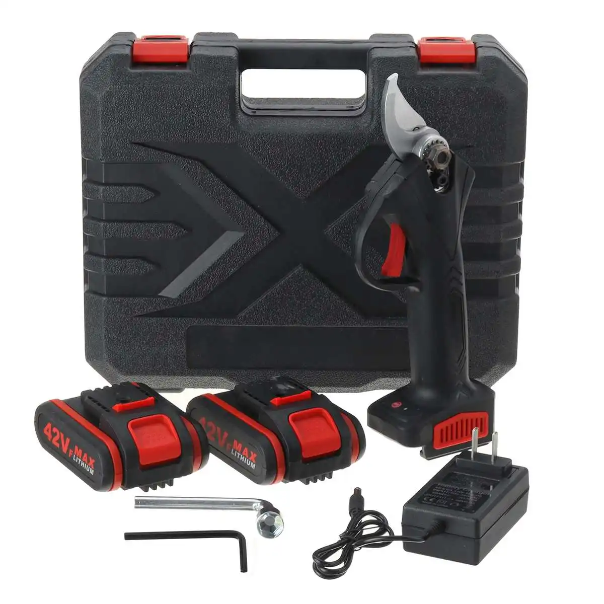 

42V Electric Pruning Shears 30mm Rechargeable Pruner Trimmer with Li-on Battery Cordless Sharp- Blade Cutter Garden Scissors