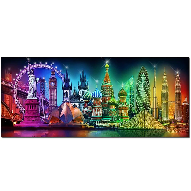 

5D Diy Diamond Painting castle Picture of Rhinestones Diamond Embroidery Modern city landscape Mosaic Wedding DecorationZP-3299