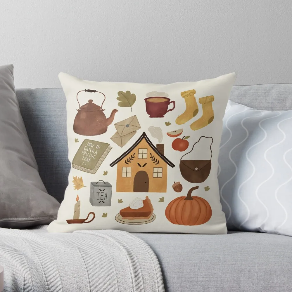 

Autumn Cottage Days Throw Pillow Cushion Cover Polyester Throw Pillows Case On Sofa Home Living Room Car Seat Decor