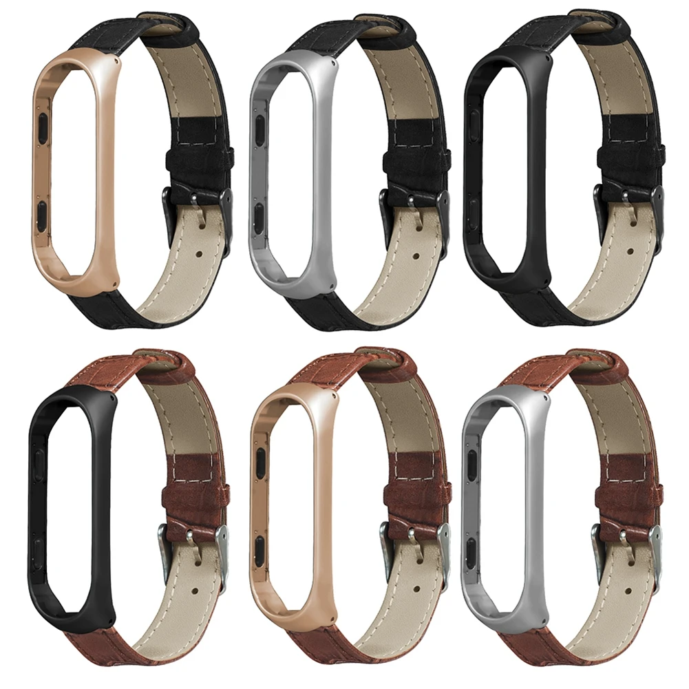 Для Xiaomi mi Band 3 4 фитнес-трекер красочные кожаные mi Band 4 3 ремешок черный золотой чехол модные браслеты