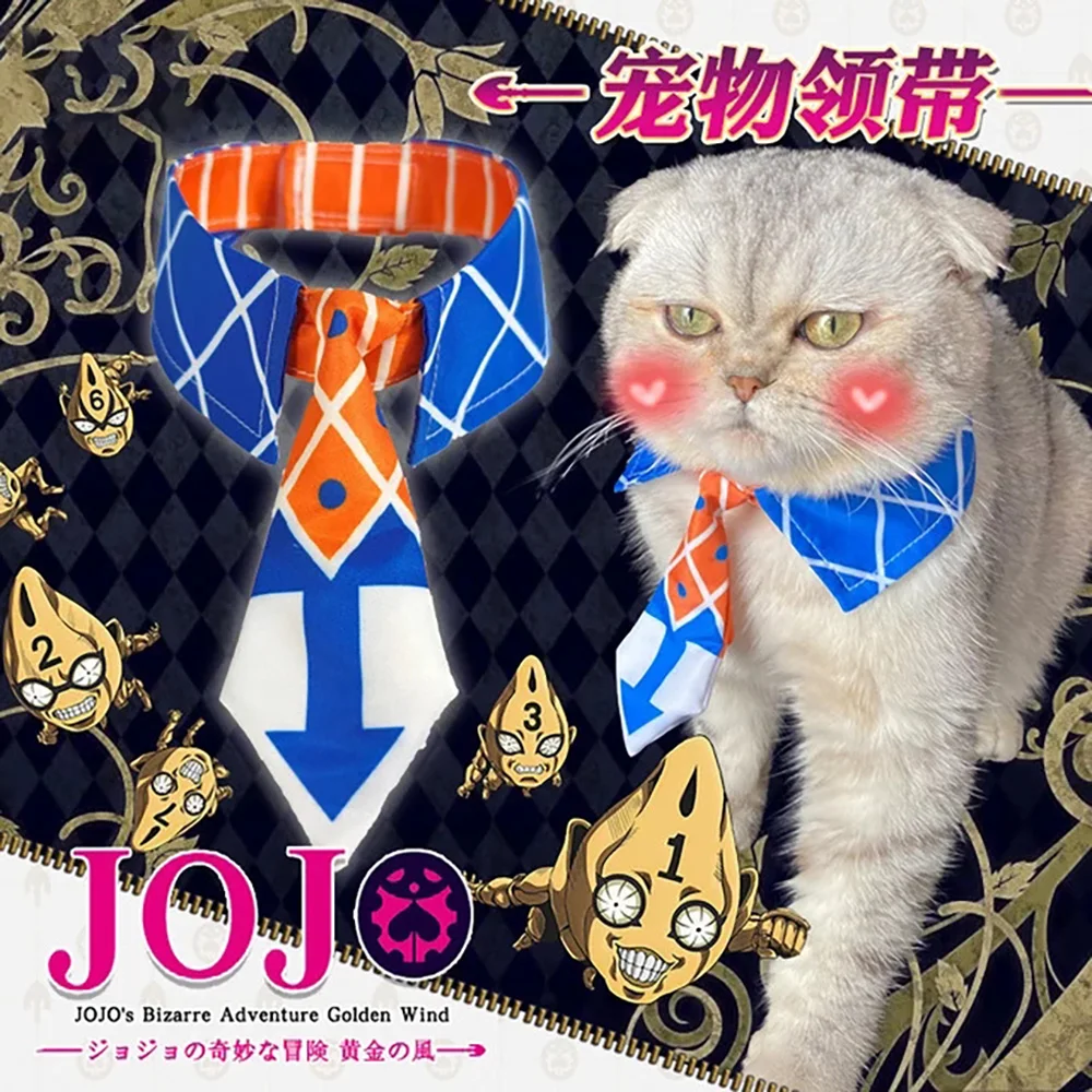 

Cartoon Pet Necktie JoJo's Bizarre Adventure Kira Yoshikage Bruno Cosplay Costume Collar Supplies Props Tie Bib for Cat Dog