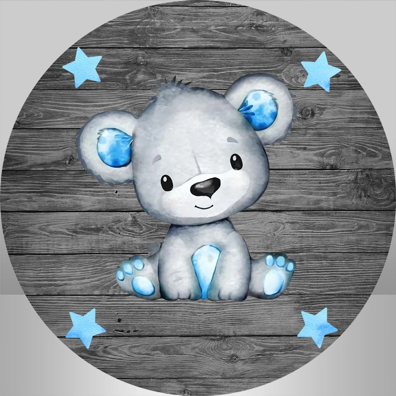 

InMemory Round Photo Background Cartoon Cute Little Bear Baby Shower Photography Backdrops Boy Birthday Party Decor Photophone