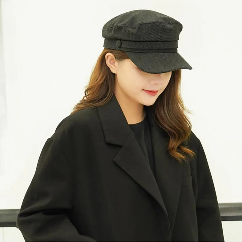 Модная женская хлопковая льняная военная шапка летние матросские шапки для