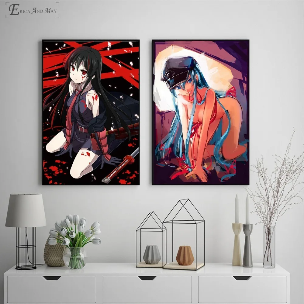 Плакаты Akame Ga Kill с изображением девушек на холсте настенные картины плакаты и