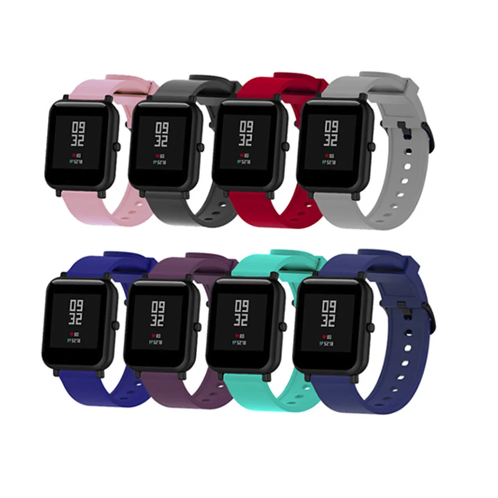 Ремешок 20 мм из мягкого силикона для Xiaomi Huami Amazfit Bip маленький браслет наручных