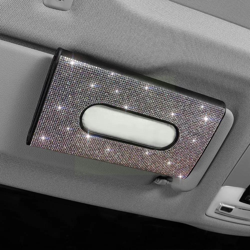 

Crystals Bling Tissue Napkin Box Holder Paper Storage For Car Visor Car Accesorices New B8h1