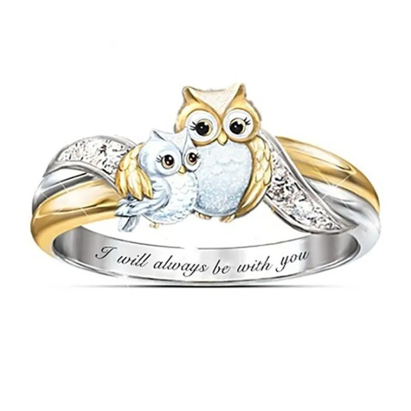 

Fashion Exquisite Parent-child Owl Ladies Birthday Gift Jewelry Ring Anniversary Engagement Banquet Jewelry Ring Wholesale