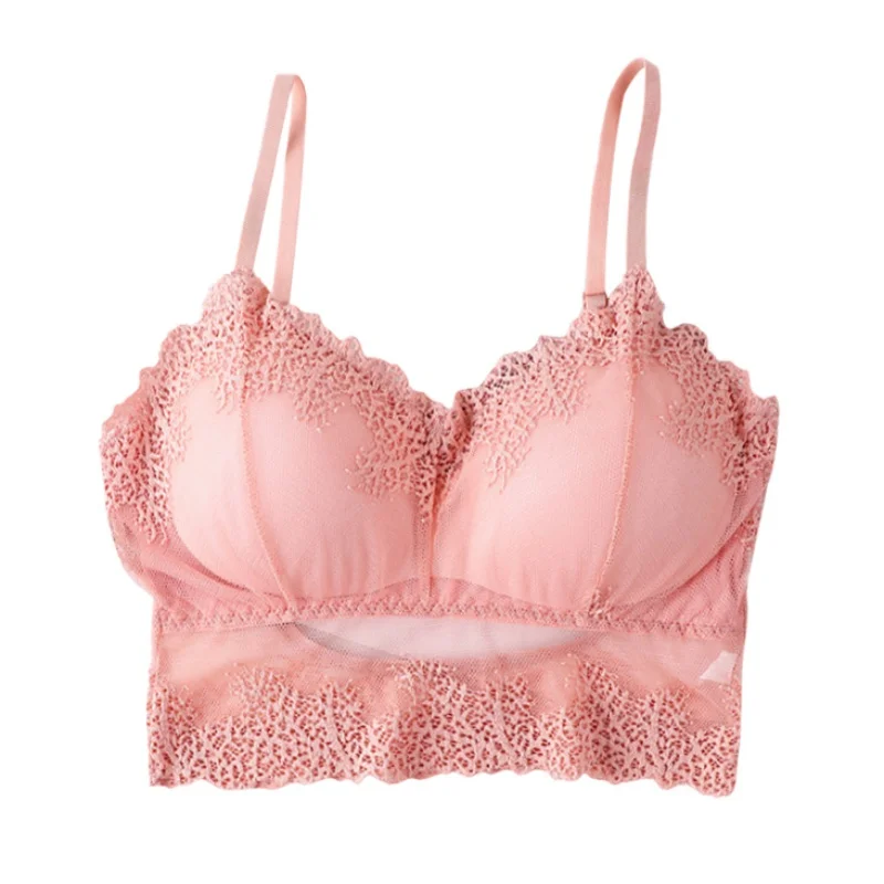 

Women's Push Up Wireless Lace Bra Sexy Lingerie Solid Color Soft Sleeping BraletteH