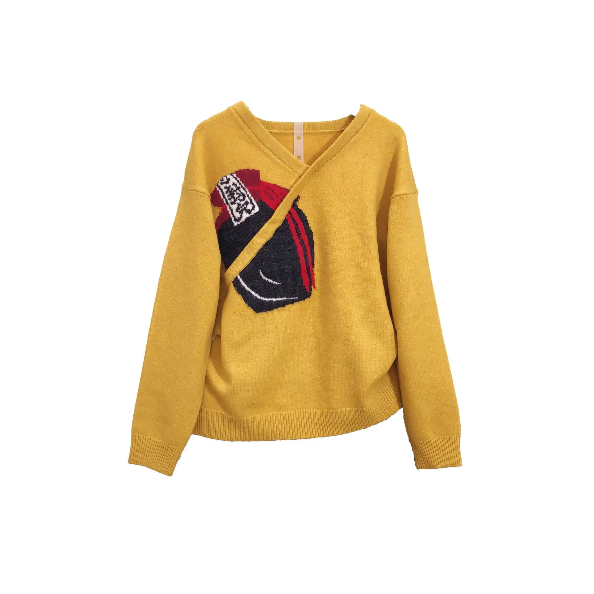 Китайский ветер ретро v образным вырезом рубашка Осень Зима Одежда Han Sen Отдел