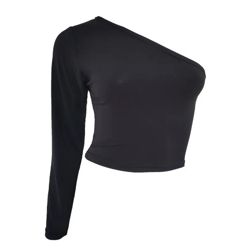 Футболка женская на одно плечо пикантный короткий Топ без бретелек с длинным