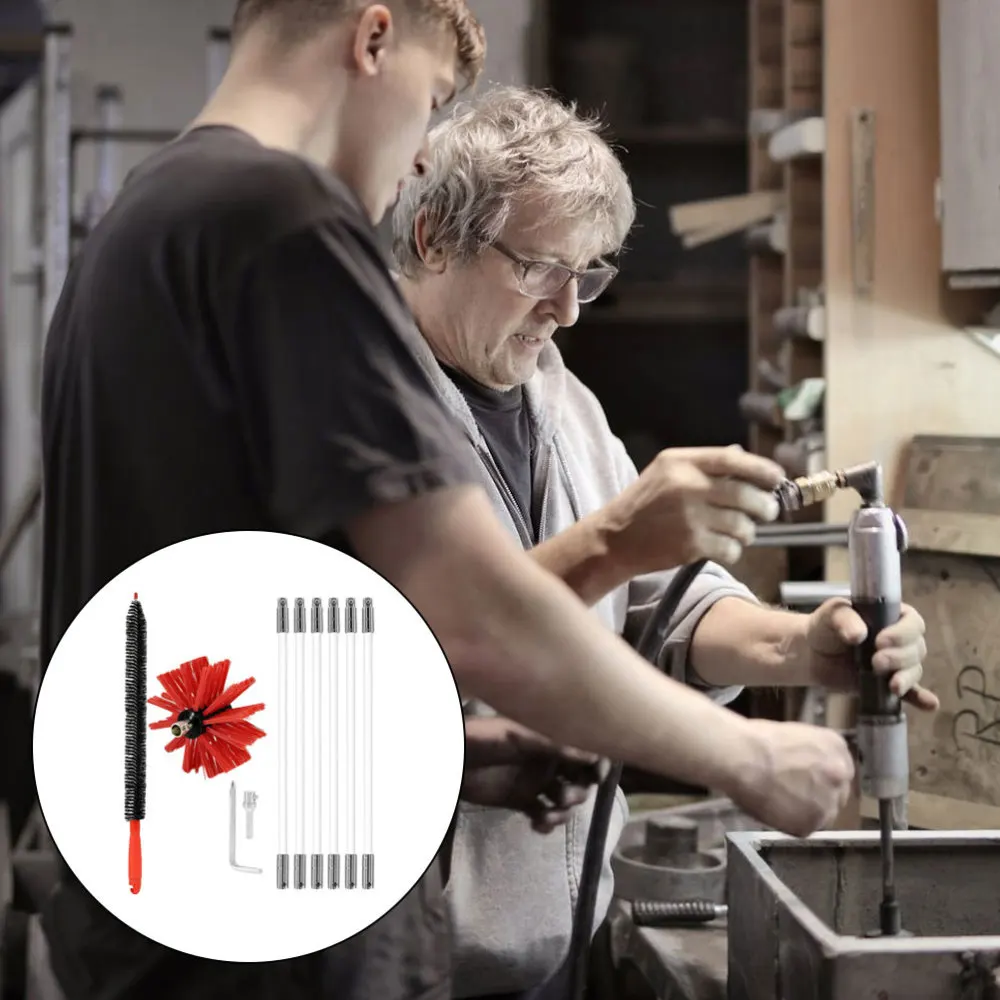 

1 Set Chimney Brush Fireplace Brush Inner Pipe Brush Dryer Pipe Brush 6 Rods