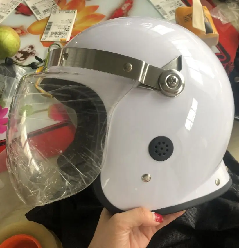 

White Riot Proof Helmet Security Guard face shield Prevention Helmet Leather Neck Protection Airy Warm Security Helmet