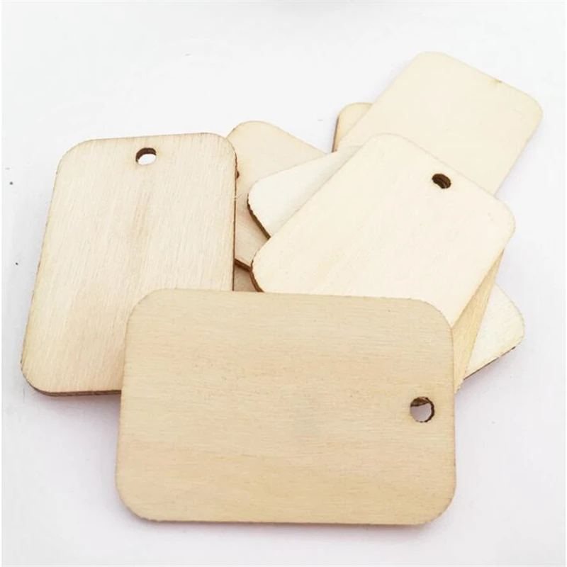 Пустые прямоугольные деревянные подвесные бирки ручной работы в виде граффити