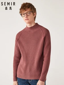 Semir пуловер, свитер для мужчин, свободный зимний свободный свитер 2019, теплый полувысокий воротник, Раздельный вязаный свитер, одноцветная рубашка для мужчин