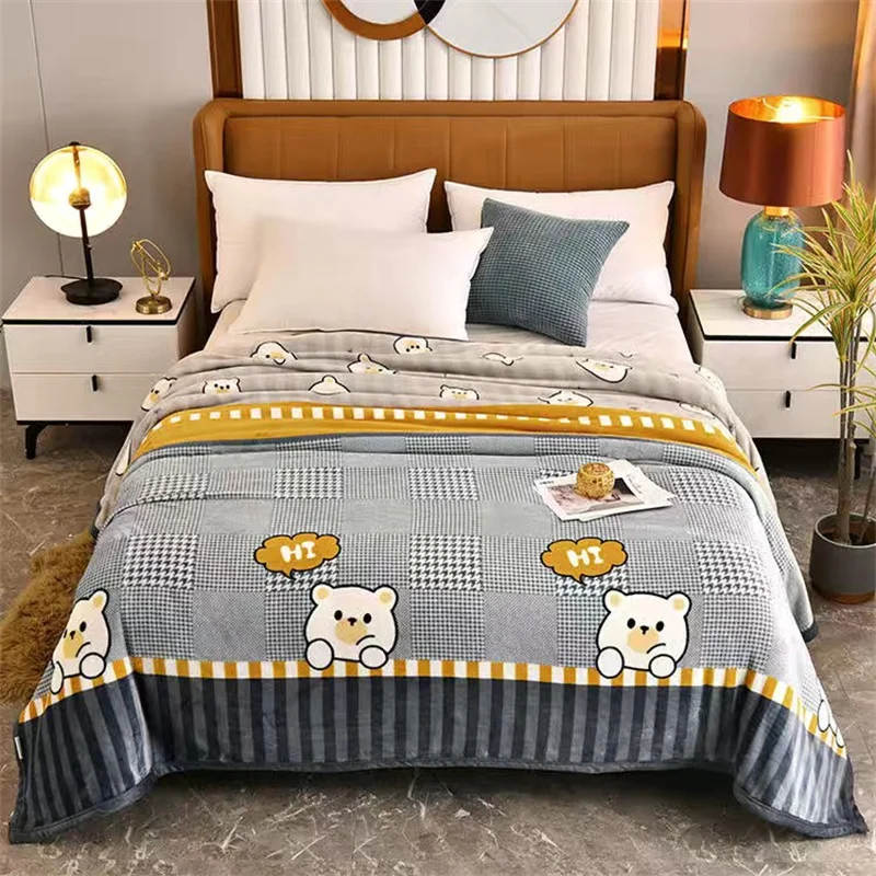 

Bear Print Blanket Bedspread On The Bed Bed Blanket Home Textile Brand Blanket Throw Blanket Winter Blanket