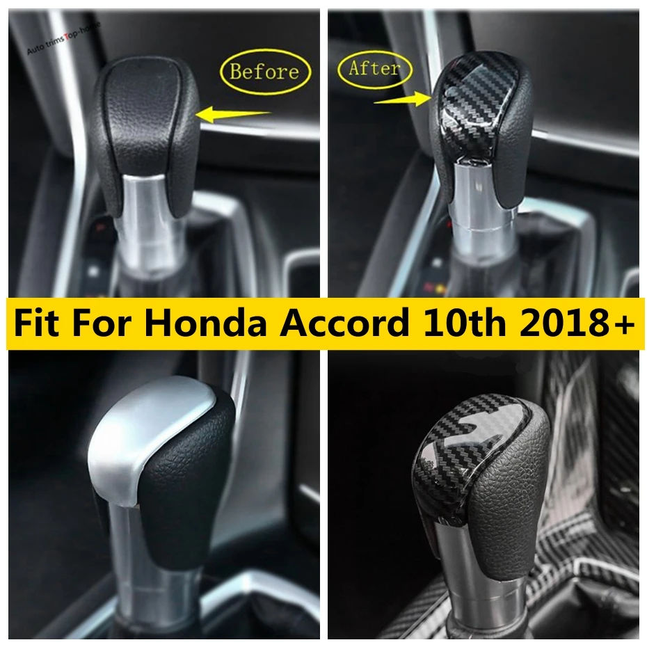 

Yimaautotrims Gear Shift Stalls Head Knob Matte / Carbon Fiber Look ABS Interior Cover Trim For Honda Accord 10th 2018 - 2022