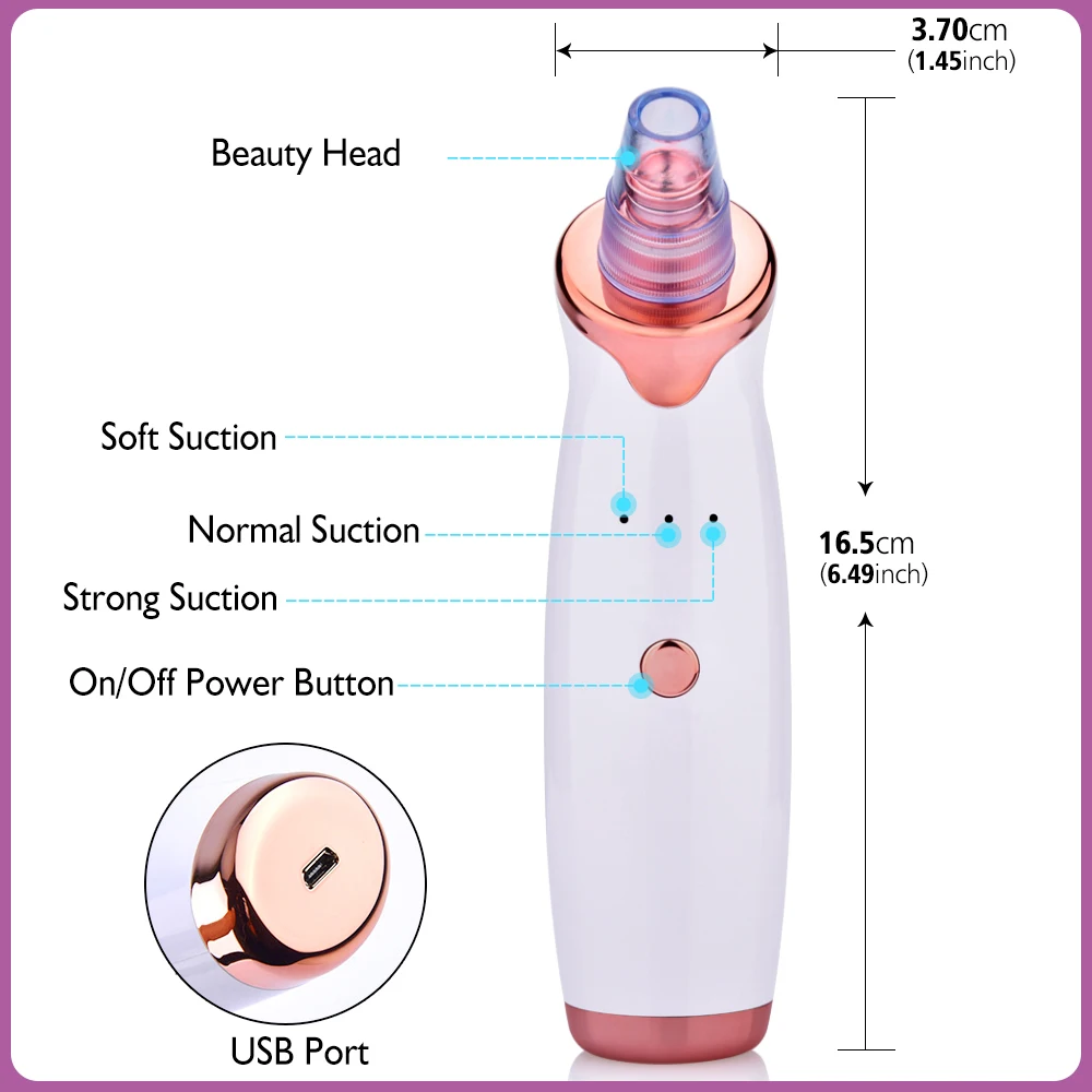 Пылесос вакуумный Перезаряжаемый для удаления черных точек акне прыщей Т-зоны
