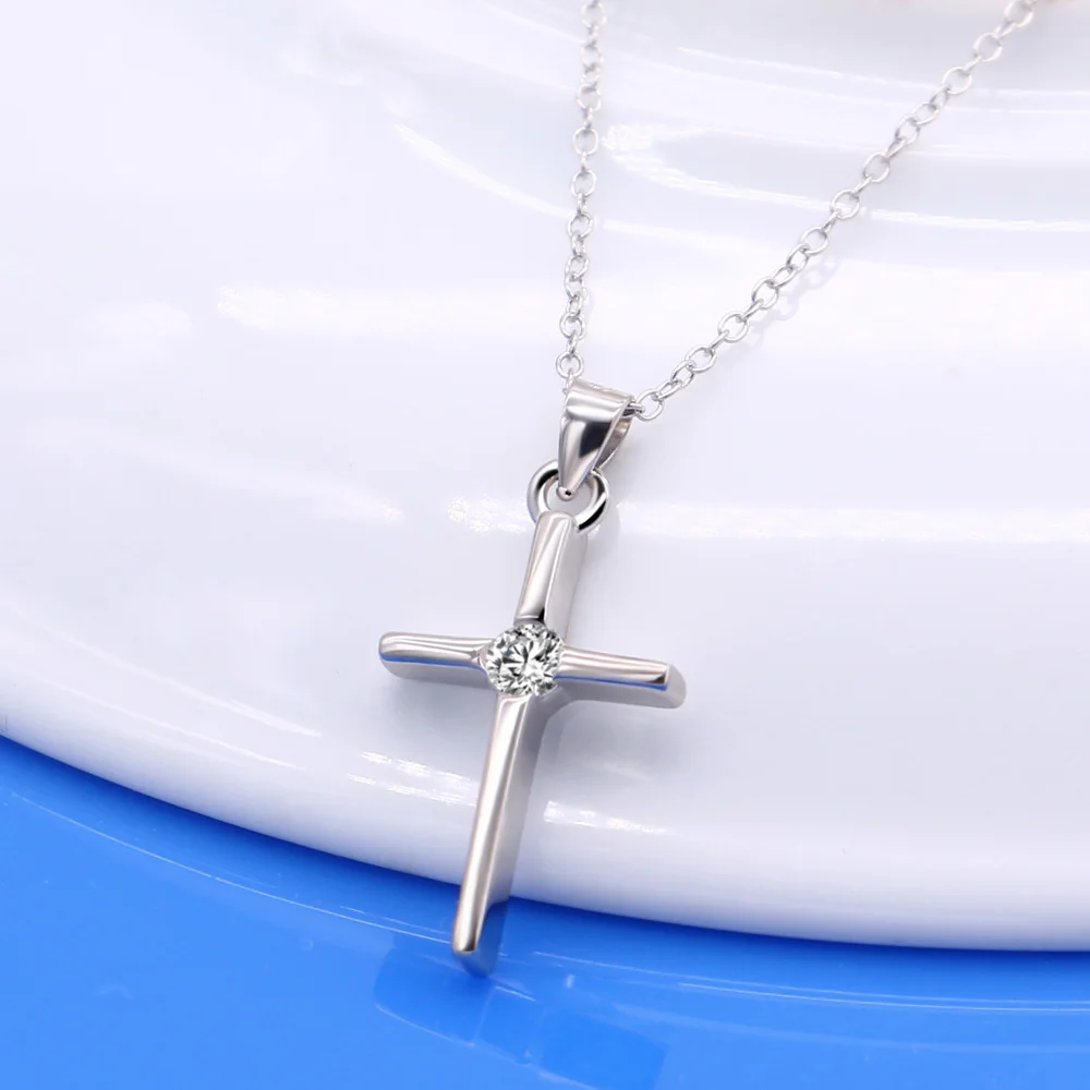 Женское ожерелье из серебра 925 пробы с подвеской крестом|cross pendant|fashion jewelryjewelry fashion