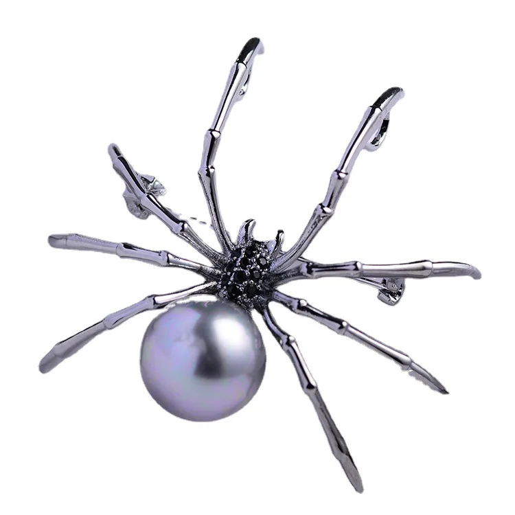 

Han edition style animal brooches copper inlay zircon pin black spider brooch men's women's accessories