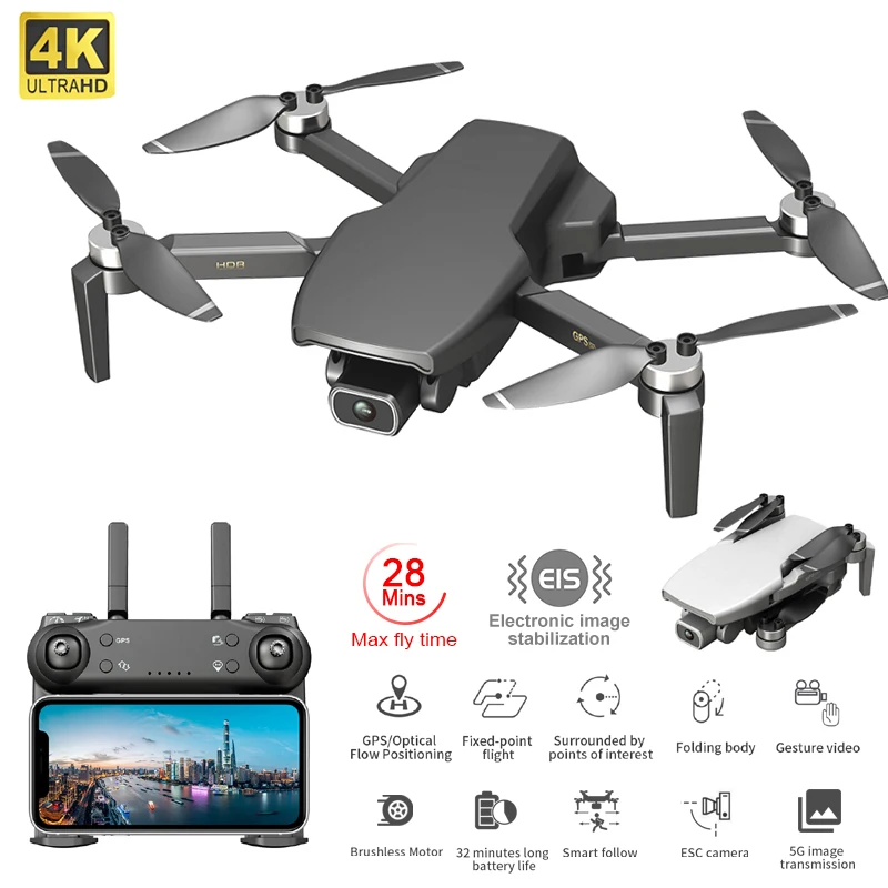 Дрон L108 GPS 5G WIFI широкоугольная HD-камера 4K складной бесколлекторный дистанционное